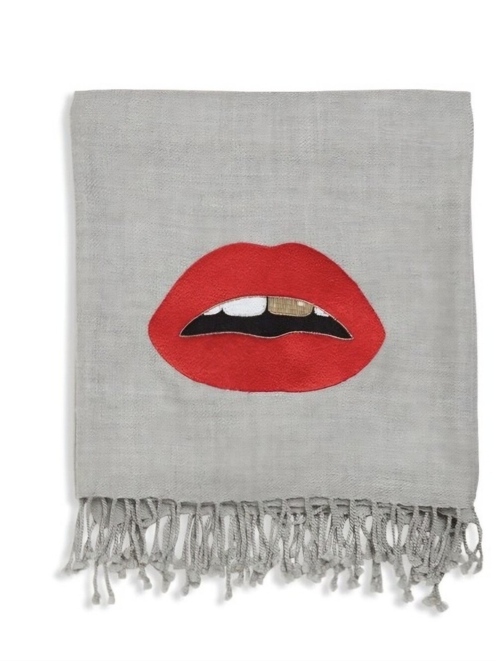 JONATHAN ADLER LIPS BEAD-EMBELLISHED CAMEL HAIR AND WOOL-BLEND THROW New